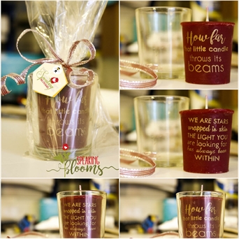 Beeswax Aromatherapy Oils Votive Quote Candle - Burgundy
