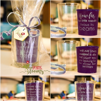 Beeswax Aromatherapy Oils Votive Quote Candle - Purple